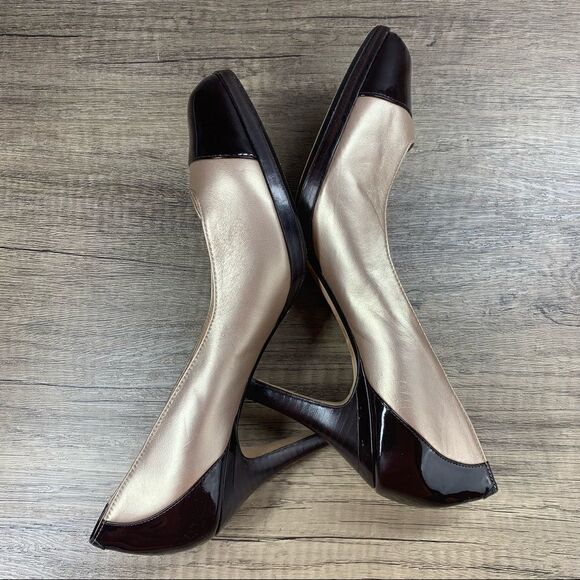 Cole Haan~”NAMI” Air Pump~Beige/Brown Patent Toe & Heel Shoes~Size 8.5 B - Picture 7 of 9